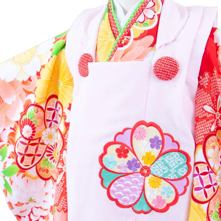 七五三レンタル （3歳女児被布）3690 ピンク×赤 梅 桜