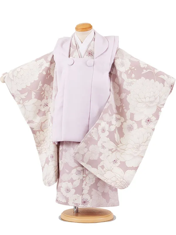 七五三レンタル （3歳女児被布）3693 ライラック×くすみピンク 牡丹