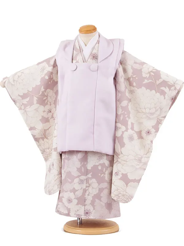 七五三レンタル （3歳女児被布）3693 ライラック×くすみピンク 牡丹