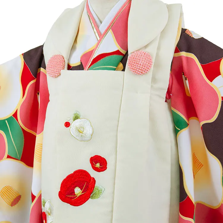 七五三レンタル （3歳女児被布）3694 クリーム×赤地 椿