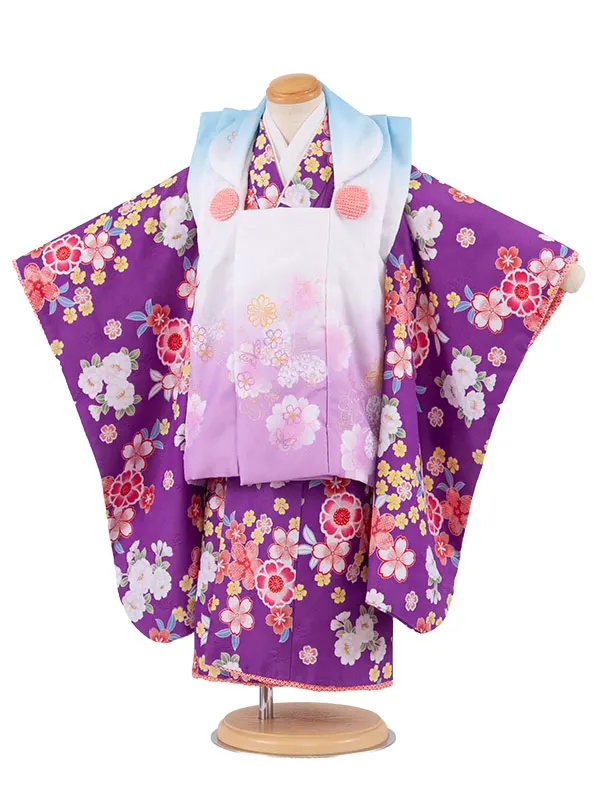 七五三レンタル （3歳女児被布）3697 紫地 桜