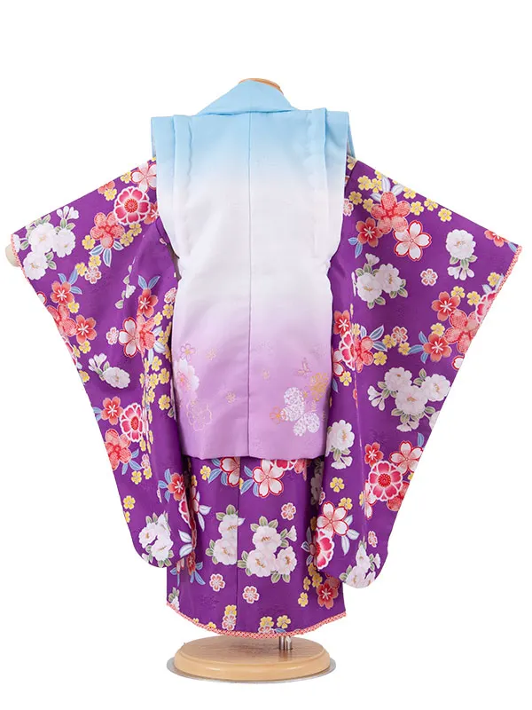 七五三レンタル （3歳女児被布）3697 紫地 桜
