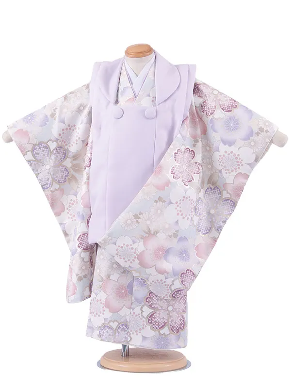 七五三レンタル （3歳女児被布）3702 ライラック×薄水色 桜