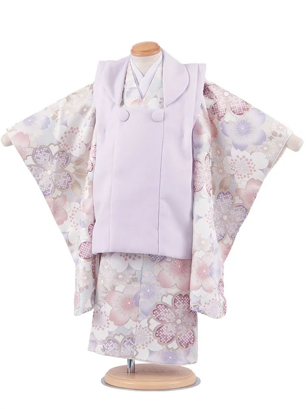 七五三レンタル （3歳女児被布）3702 ライラック×薄水色 桜