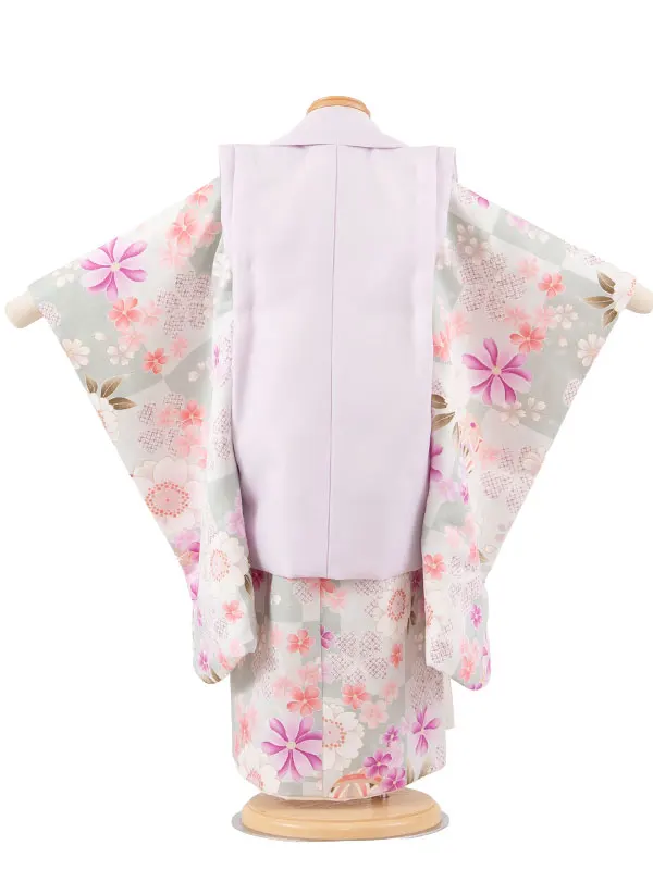七五三レンタル （3歳女児被布）3703 ライラック×くすみグリーン 桜鞠
