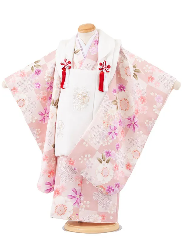 七五三レンタル （3歳女児被布）3709 アイボリー×ピンク 桜鞠