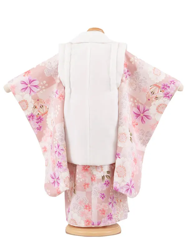 七五三レンタル （3歳女児被布）3709 アイボリー×ピンク 桜鞠