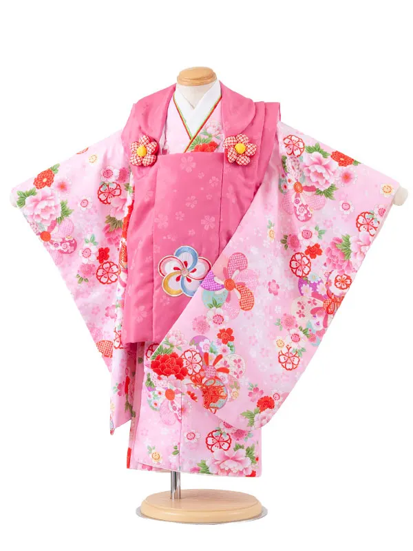 七五三レンタル （3歳女児被布）3717 ピンク ねじり梅