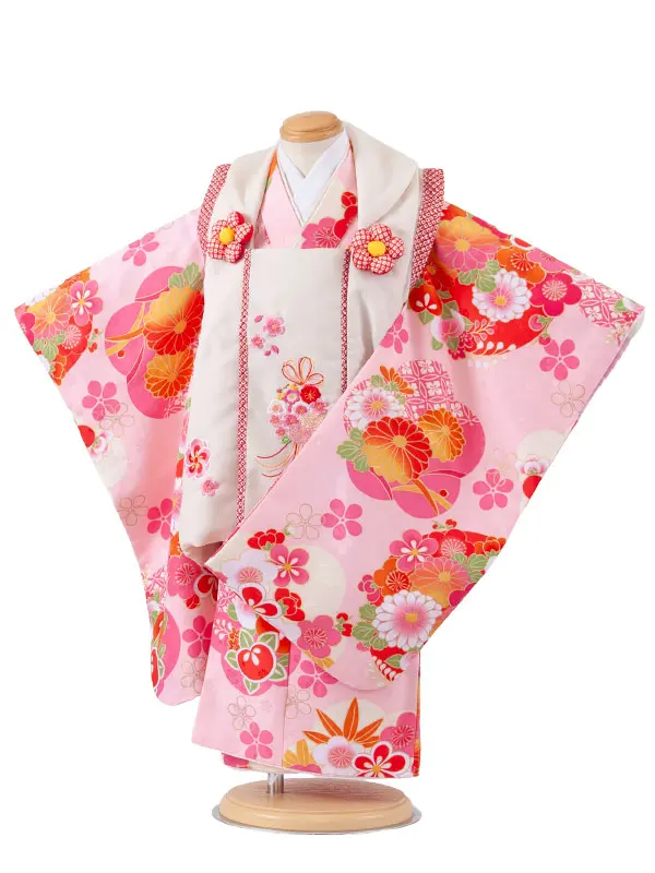 七五三レンタル （3歳女児被布）3720 クリーム×ピンク 橘