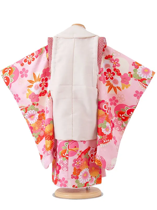 七五三レンタル （3歳女児被布）3720 クリーム×ピンク 橘