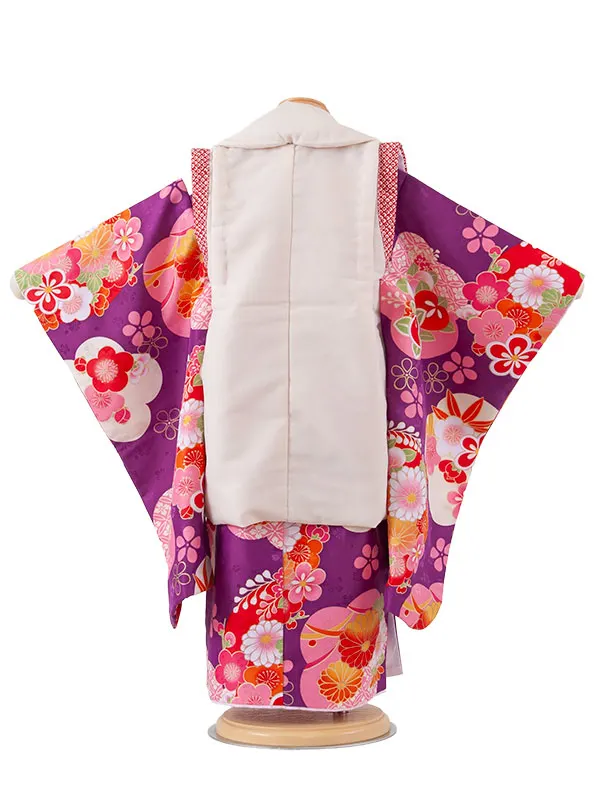 七五三レンタル （3歳女児被布）3724 クリーム×紫 橘