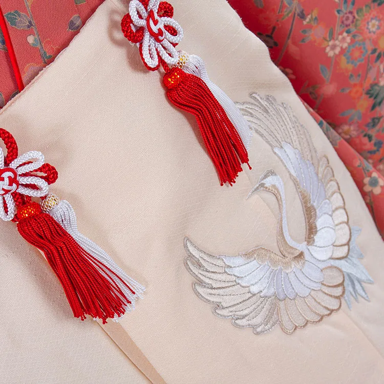 【正絹】七五三レンタル（3歳女子被布）4069 丹後ちりめん 鶴刺繍