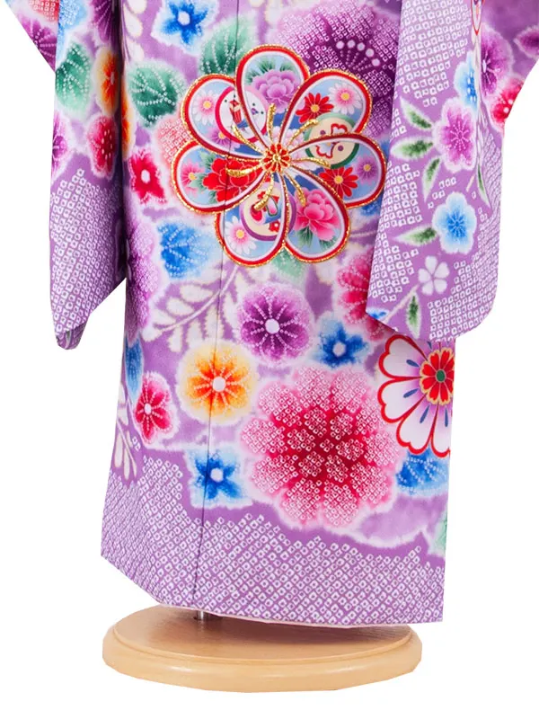 七五三レンタル（5歳女児結び帯） 5032 紫 ねじり梅 しぼり調