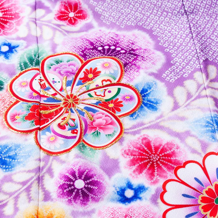 七五三レンタル（5歳女児結び帯） 5032 紫 ねじり梅 しぼり調