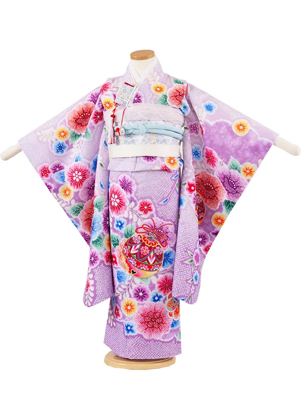 七五三レンタル（5歳女児結び帯） 5032 紫 ねじり梅 しぼり調