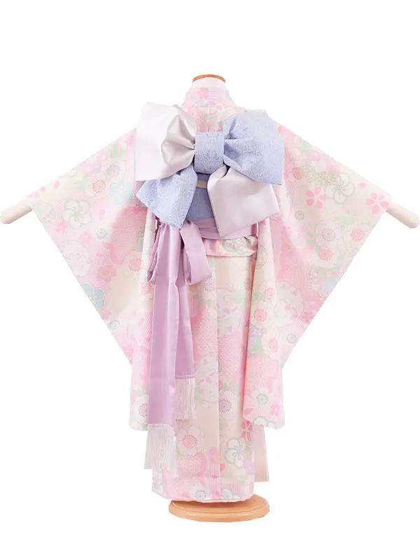 七五三レンタル（5歳女児結び帯） 5033 ピンク ねじり梅 鞠と桜
