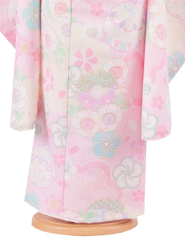 七五三レンタル（5歳女児結び帯） 5033 ピンク ねじり梅 鞠と桜
