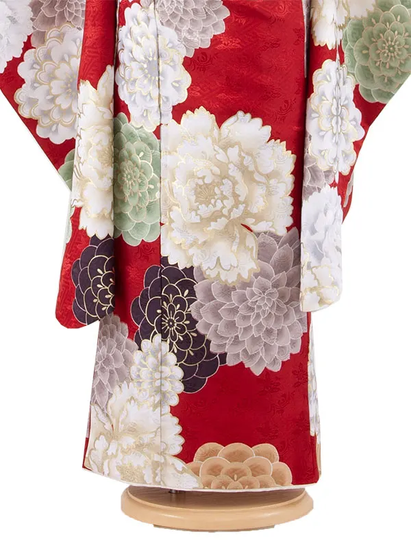 七五三レンタル（5歳女児結び帯） 5035 赤地 牡丹 菊 豪華
