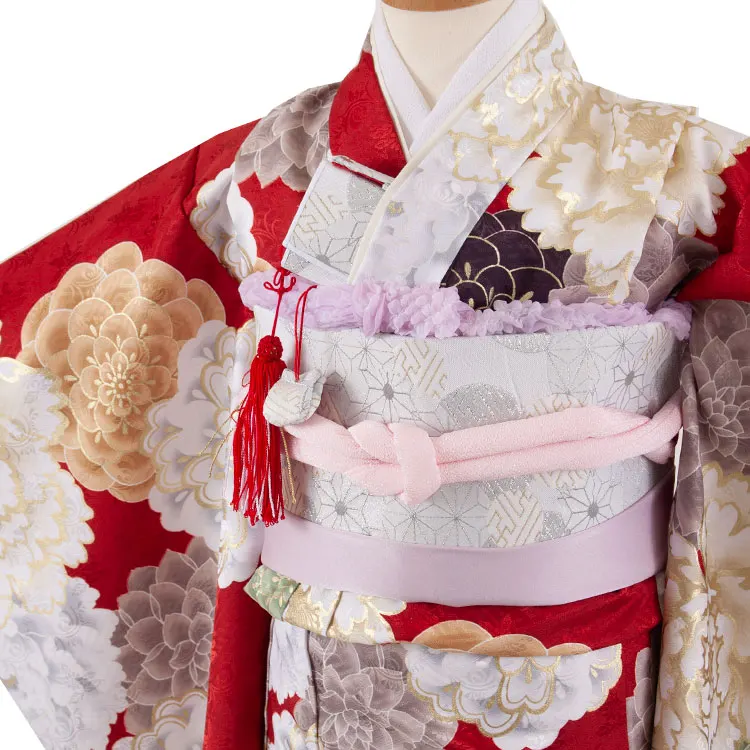 七五三レンタル（5歳女児結び帯） 5035 赤地 牡丹 菊 豪華