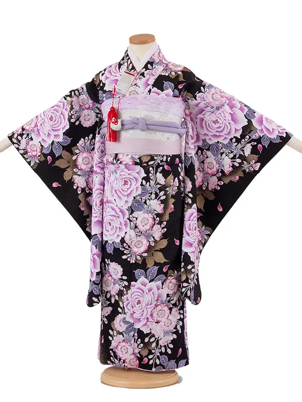 七五三レンタル（5歳女児結び帯） 5038 黒地 薔薇