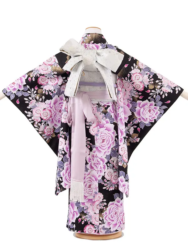 七五三レンタル（5歳女児結び帯） 5038 黒地 薔薇