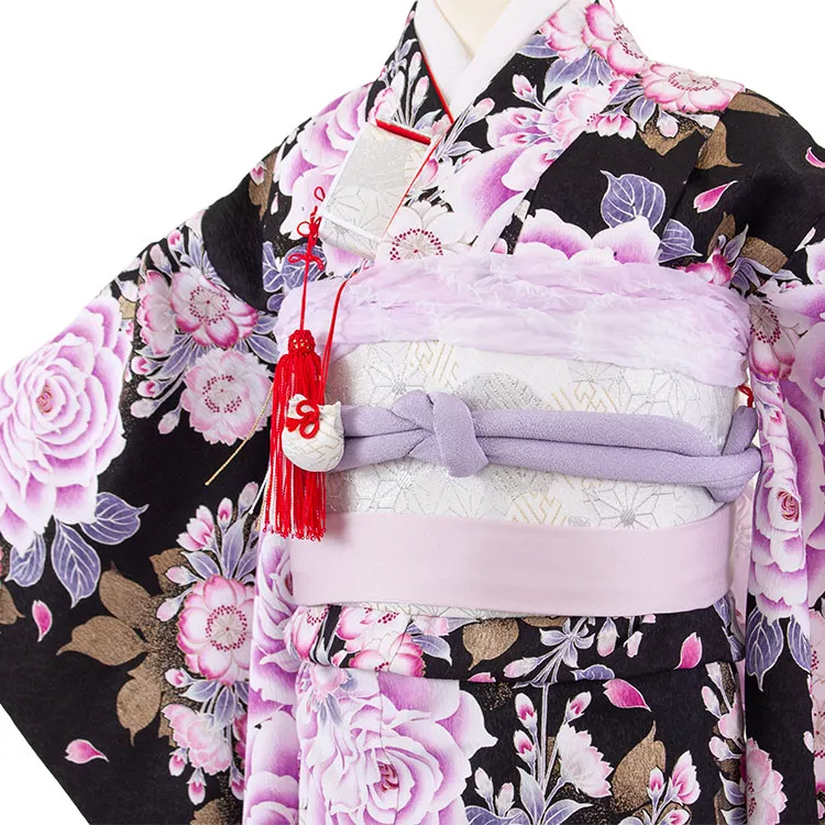 七五三レンタル（5歳女児結び帯） 5038 黒地 薔薇