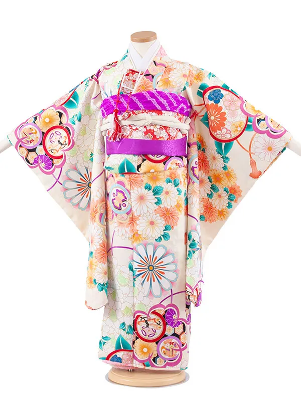 七五三レンタル（5歳女児結び帯） 5050 アイボリー 菊に橘