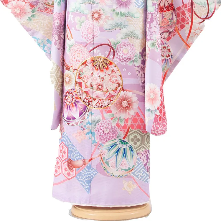 七五三レンタル（5歳女児結び帯） 5056 ライラック 熨斗に鞠