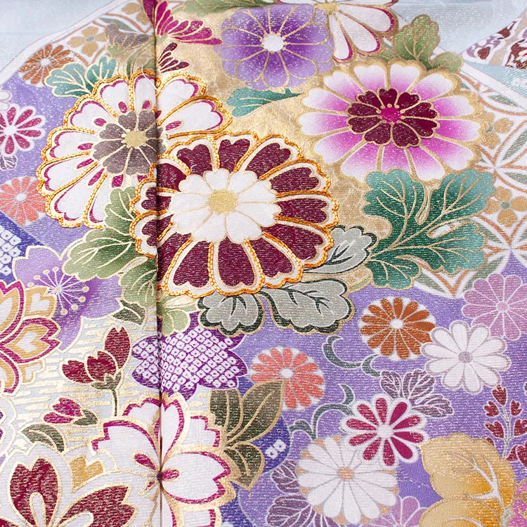 【正絹】七五三レンタル（7歳女児結び帯） 6029 桂由美 水色地 金彩 波に花