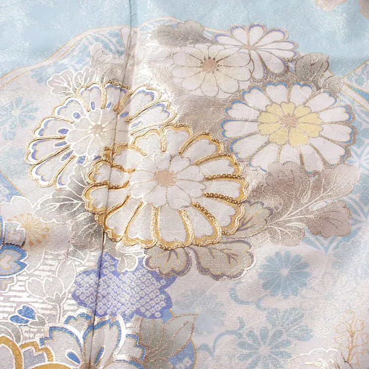 【正絹】七五三レンタル（7歳女児結び帯） 6031 桂由美 水色地 金彩 古典柄