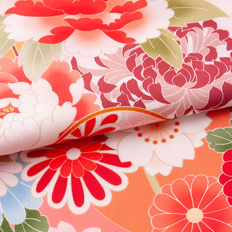 七五三レンタル（7歳女の子結び帯）7196 白地×ピンク/花と扇