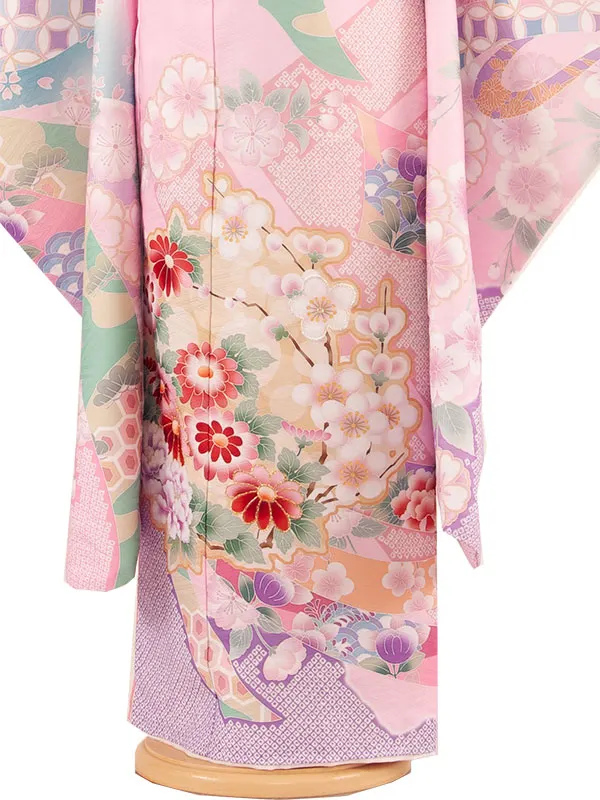七五三レンタル（7歳女児結び帯） 7298 式部浪漫　ピンク　華熨斗