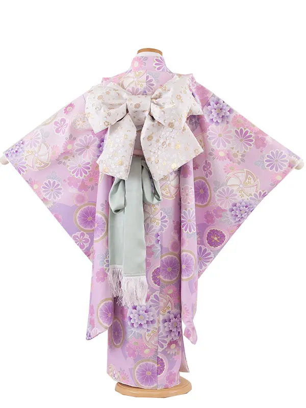 七五三レンタル（7歳女児結び帯） 7301 薄紫 丸紋花