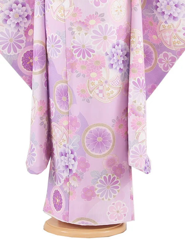 七五三レンタル（7歳女児結び帯） 7301 薄紫 丸紋花