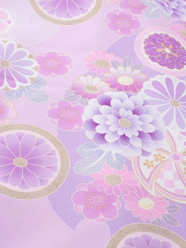 七五三レンタル（7歳女児結び帯） 7301 薄紫 丸紋花