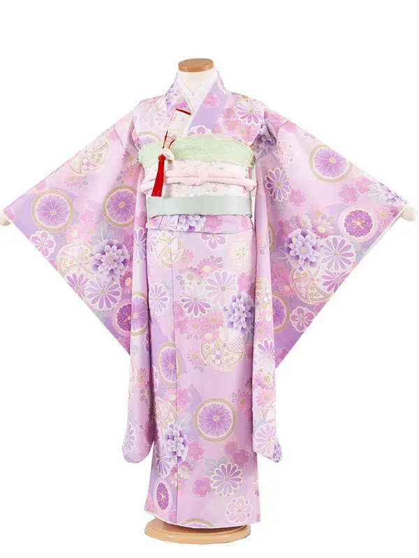 七五三レンタル（7歳女児結び帯） 7301 薄紫 丸紋花