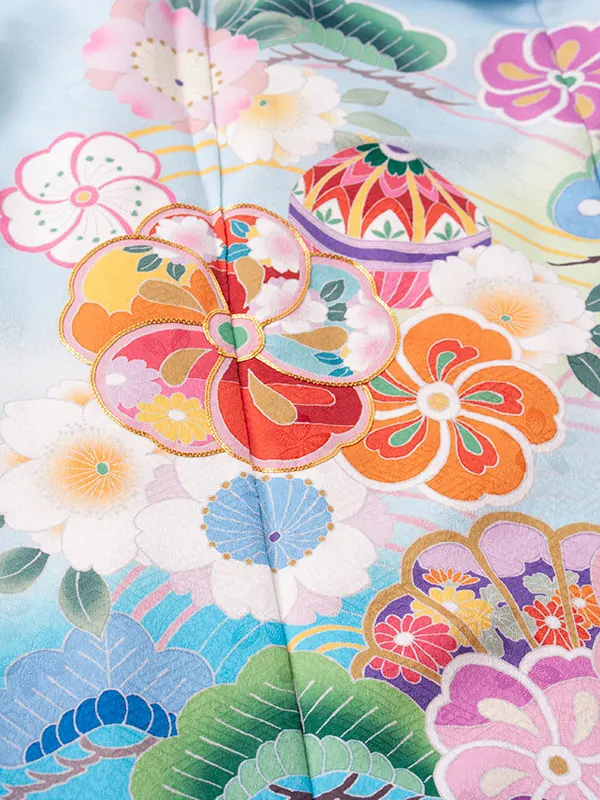 七五三レンタル（7歳女児結び帯） 7307 水色　鞠花