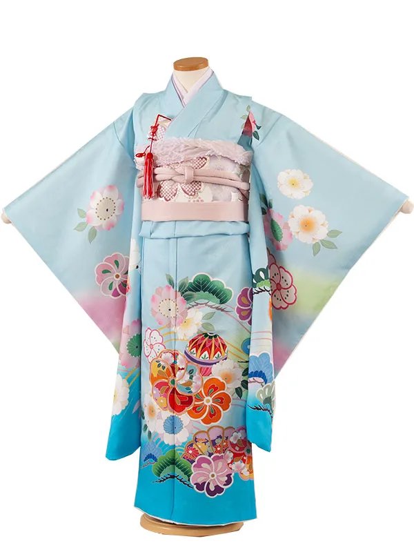 七五三レンタル（7歳女児結び帯） 7307 水色　鞠花