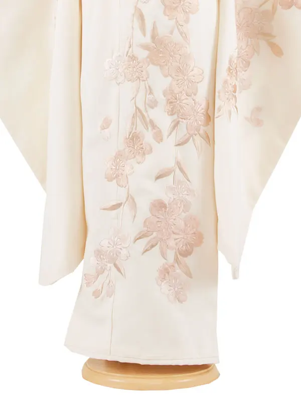 七五三レンタル（7歳女児結び帯） 7341 アイボリー しだれ桜刺繍 豪華