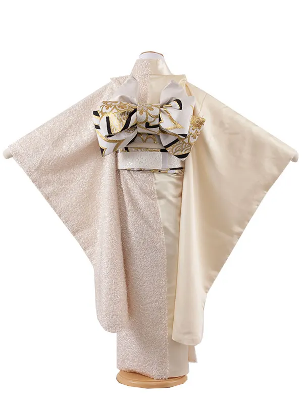 七五三レンタル（7歳女児結び帯） 7352 ライトイエロー×ベージュ シャギー