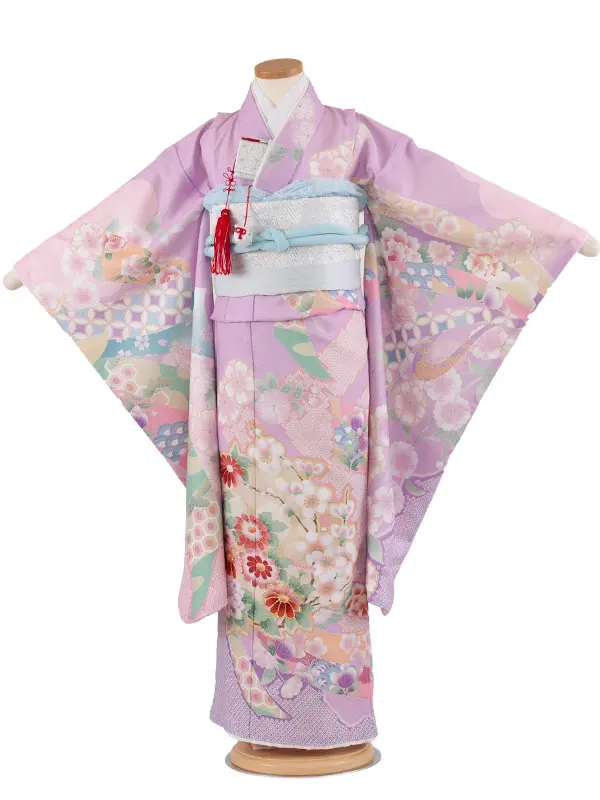 七五三レンタル（7歳女児結び帯） 7373 薄紫 華熨斗