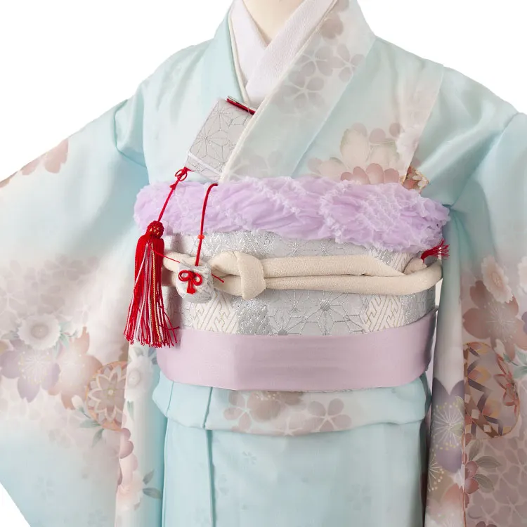 七五三レンタル（7歳女児結び帯） 7392 薄空色 鈴鞠 牡丹