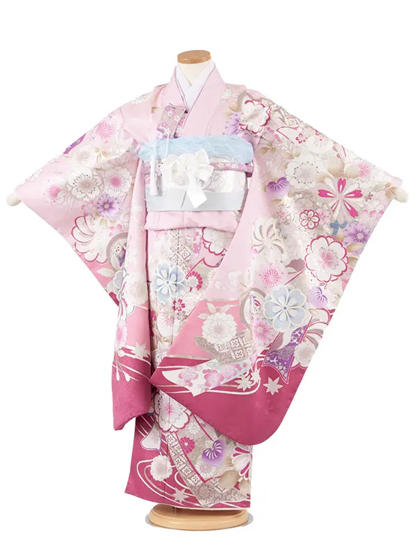 七五三レンタル（7歳女児結び帯） 7395 Shinako ピンク 花づくし