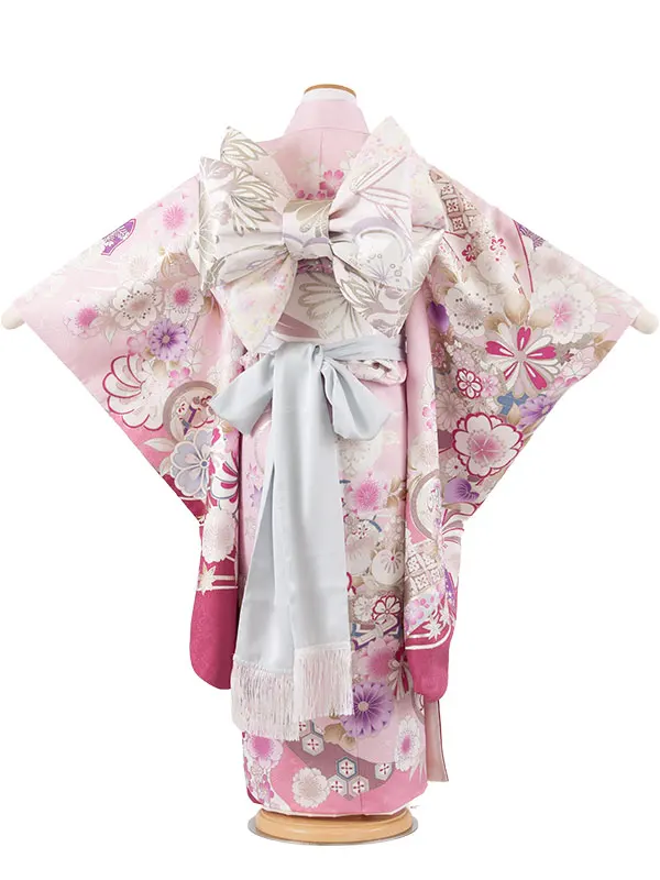 七五三レンタル（7歳女児結び帯） 7395 Shinako ピンク 花づくし