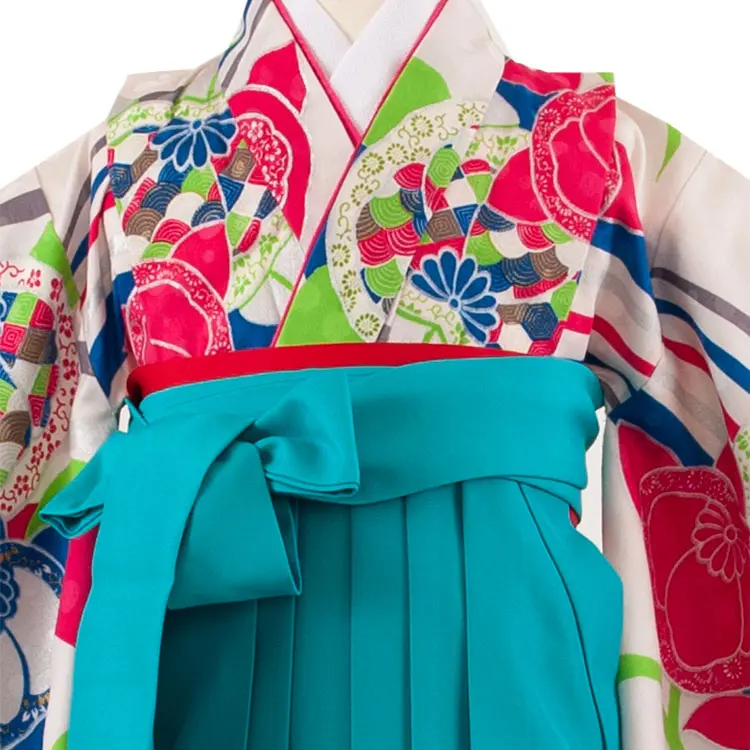 女児袴レンタル（7歳女の子） オフホワイト 花橘 9040