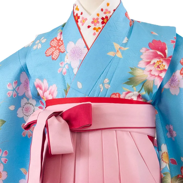 女児袴・卒園式・七五三（7女） 9052 水色/花/袴