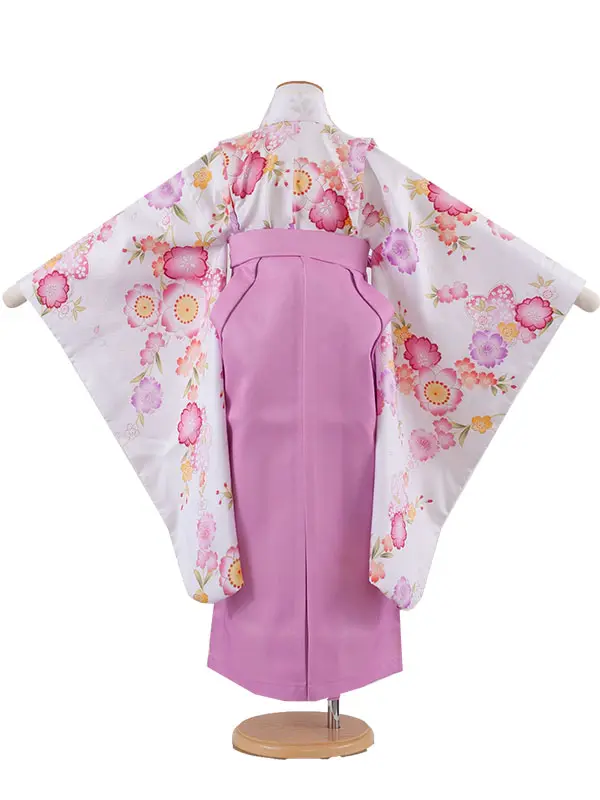 女児袴レンタル（6～7歳女の子） 白地 桜 9054