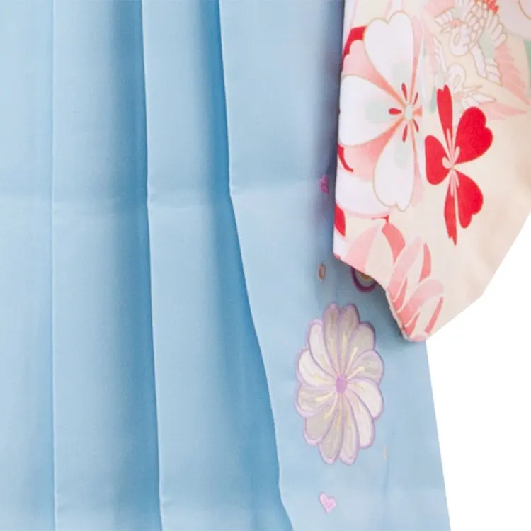 女児袴レンタル（7歳女の子） アイボリー 梅 9059