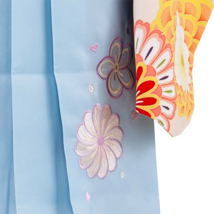 女児袴レンタル（7歳女の子） クリーム 菊 9087