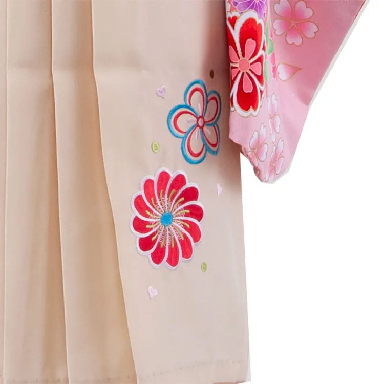 女児袴レンタル（7歳女の子） ピンク 牡丹 桜 9101